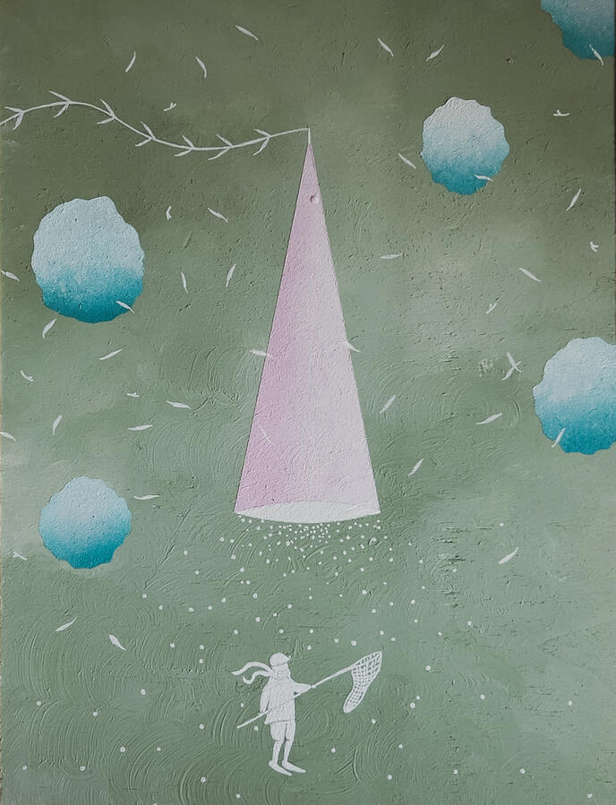 L'arrivo del pensiero rosa / The arrival of the pink thought · 23.5×31 cm